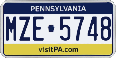 PA license plate MZE5748