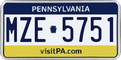 PA license plate MZE5751