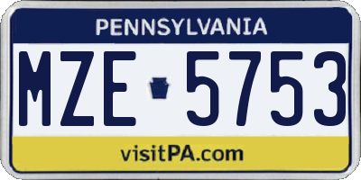 PA license plate MZE5753
