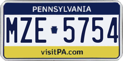 PA license plate MZE5754