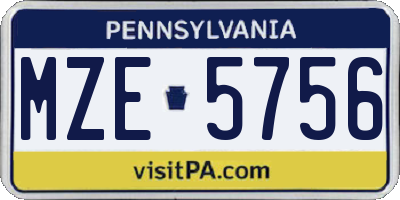 PA license plate MZE5756