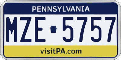PA license plate MZE5757