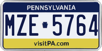 PA license plate MZE5764