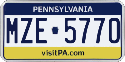 PA license plate MZE5770