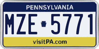 PA license plate MZE5771
