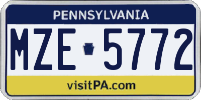 PA license plate MZE5772
