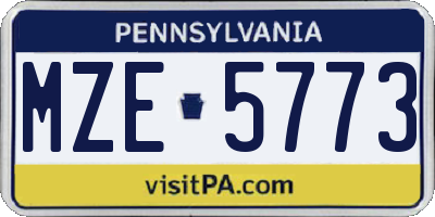 PA license plate MZE5773