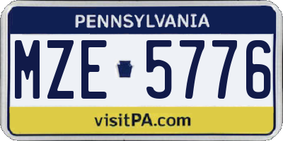 PA license plate MZE5776