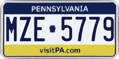 PA license plate MZE5779