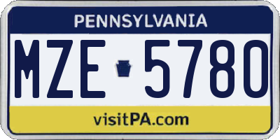 PA license plate MZE5780