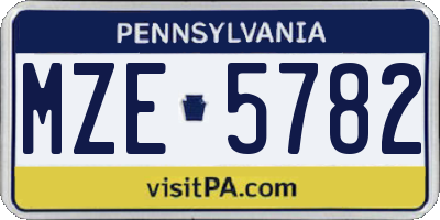 PA license plate MZE5782