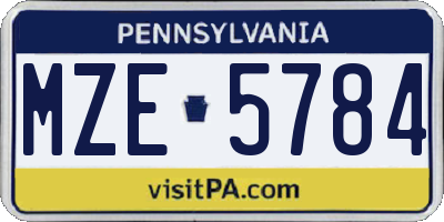 PA license plate MZE5784