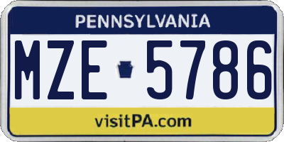 PA license plate MZE5786