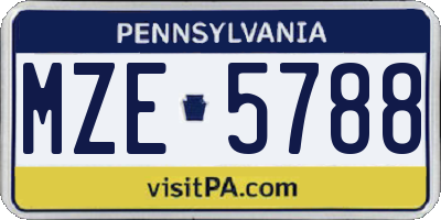 PA license plate MZE5788