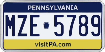 PA license plate MZE5789