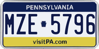 PA license plate MZE5796