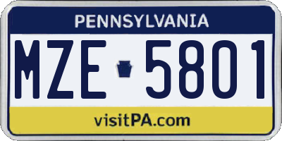 PA license plate MZE5801