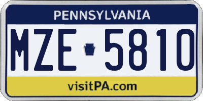 PA license plate MZE5810