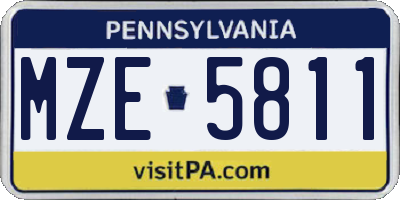 PA license plate MZE5811