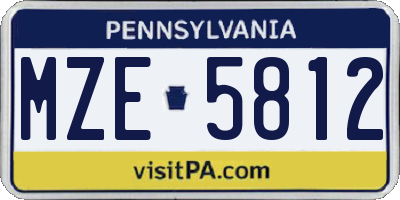 PA license plate MZE5812