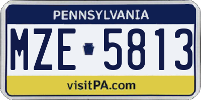 PA license plate MZE5813