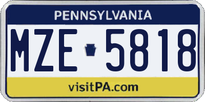 PA license plate MZE5818