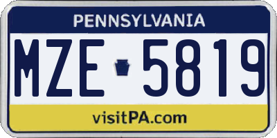 PA license plate MZE5819