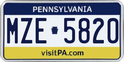 PA license plate MZE5820