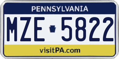 PA license plate MZE5822