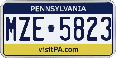 PA license plate MZE5823