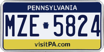 PA license plate MZE5824