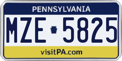PA license plate MZE5825
