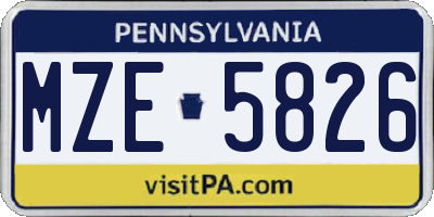PA license plate MZE5826
