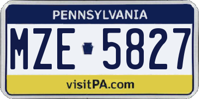 PA license plate MZE5827