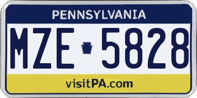 PA license plate MZE5828