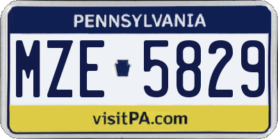 PA license plate MZE5829