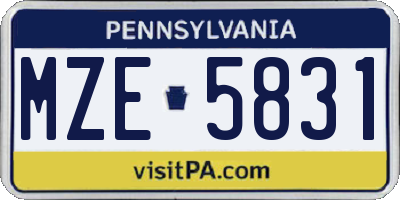 PA license plate MZE5831