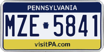 PA license plate MZE5841