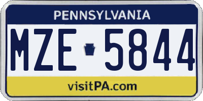 PA license plate MZE5844