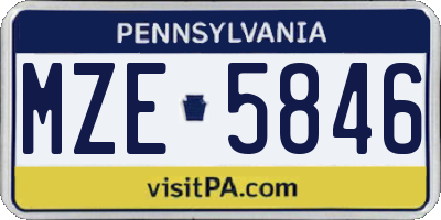 PA license plate MZE5846