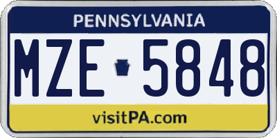 PA license plate MZE5848