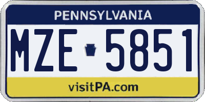 PA license plate MZE5851
