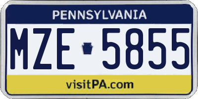 PA license plate MZE5855