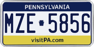 PA license plate MZE5856