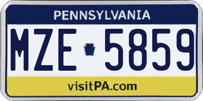 PA license plate MZE5859