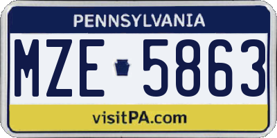 PA license plate MZE5863