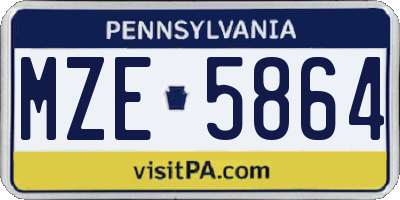 PA license plate MZE5864