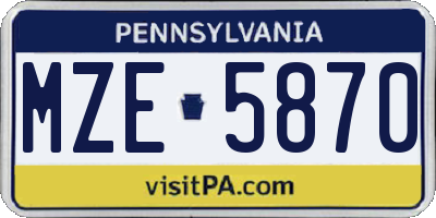 PA license plate MZE5870