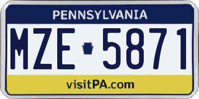 PA license plate MZE5871