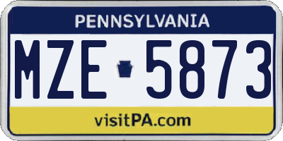 PA license plate MZE5873